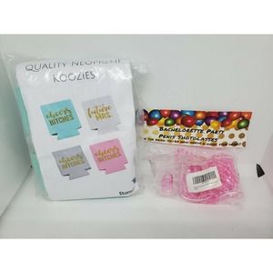 New bachelorette party set drink Koozie's & penus shot glasses Teal